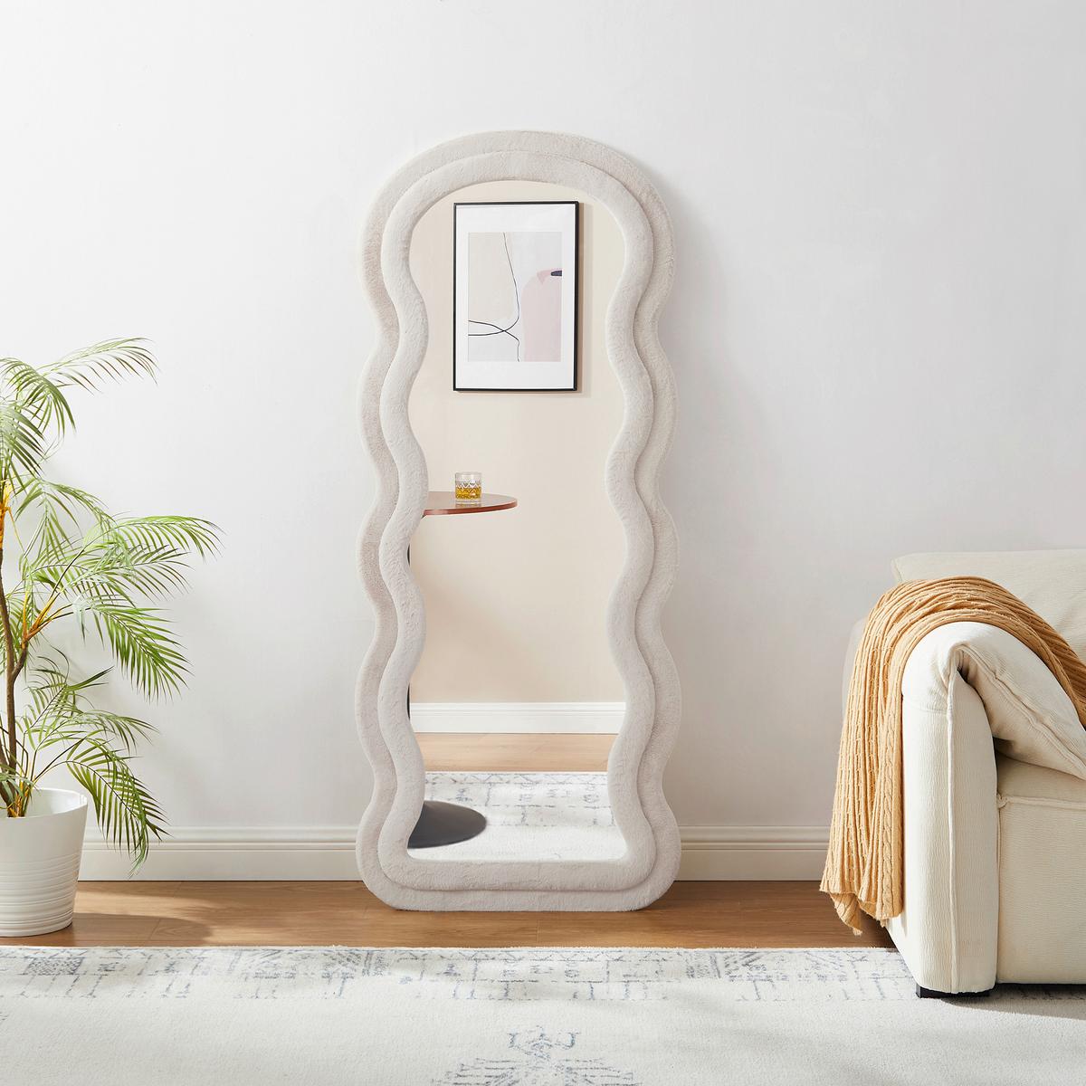Standspiegel Beige B: 70 cm - Beige, Design, Glas/Holzwerkstoff (70/170/3cm) - Livetastic