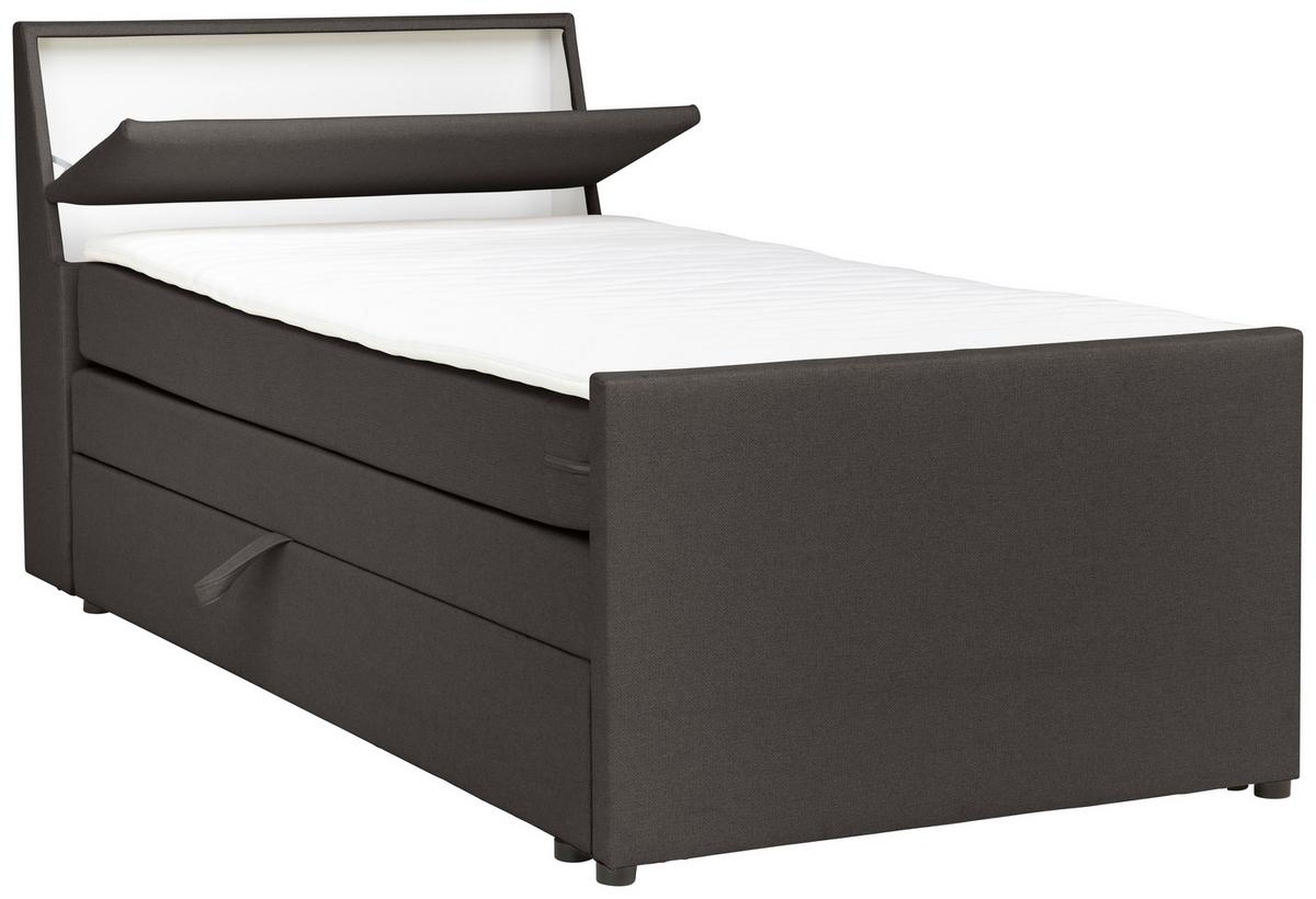 Boxspringbett Mit Bettkasten Nida 120x200 Cm Graphitfarben - Graphitfarben/Schwarz, MODERN, Holz/Textil (120/200cm) - MID.YOU