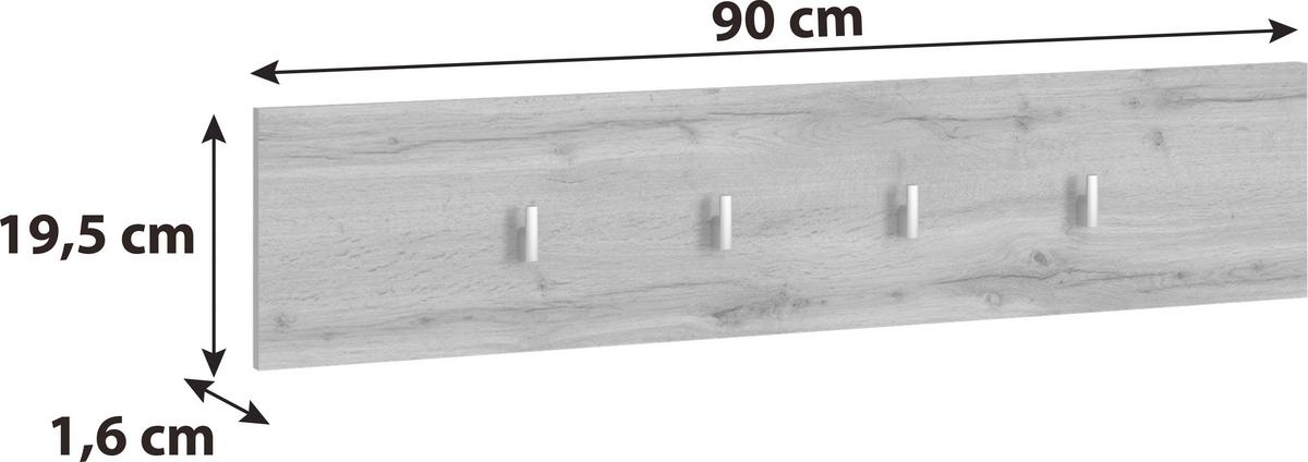 Garderobe Hola Weiß/Eiche Wotan B: 230 cm - Eiche Wotan/Weiß, Trend, Glas/Holzwerkstoff (230/198,5/33,5cm)