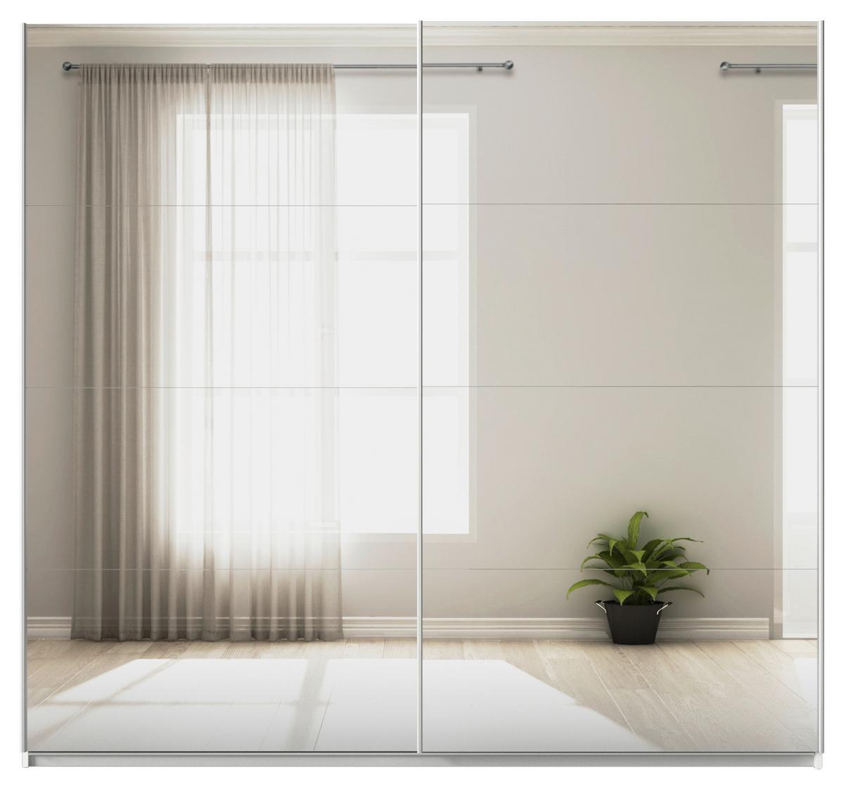 Tolóajtós Szekrény Feldkirch 225/210 Cm - ezüst/fehér, Modern, faalapú anyag/Üveg (225/210/62cm)