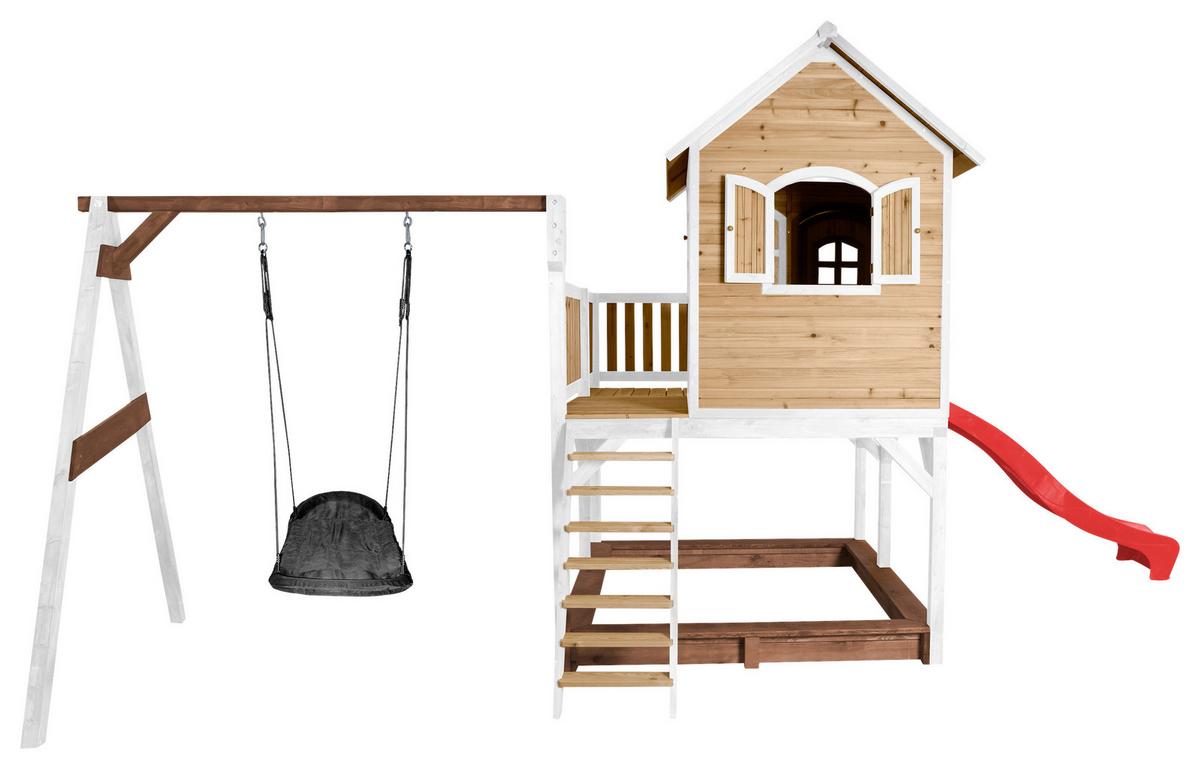 Spielturm A030.158.21 - Rot/Braun, KONVENTIONELL, Holz (613/291/277cm) - Ambia Garden