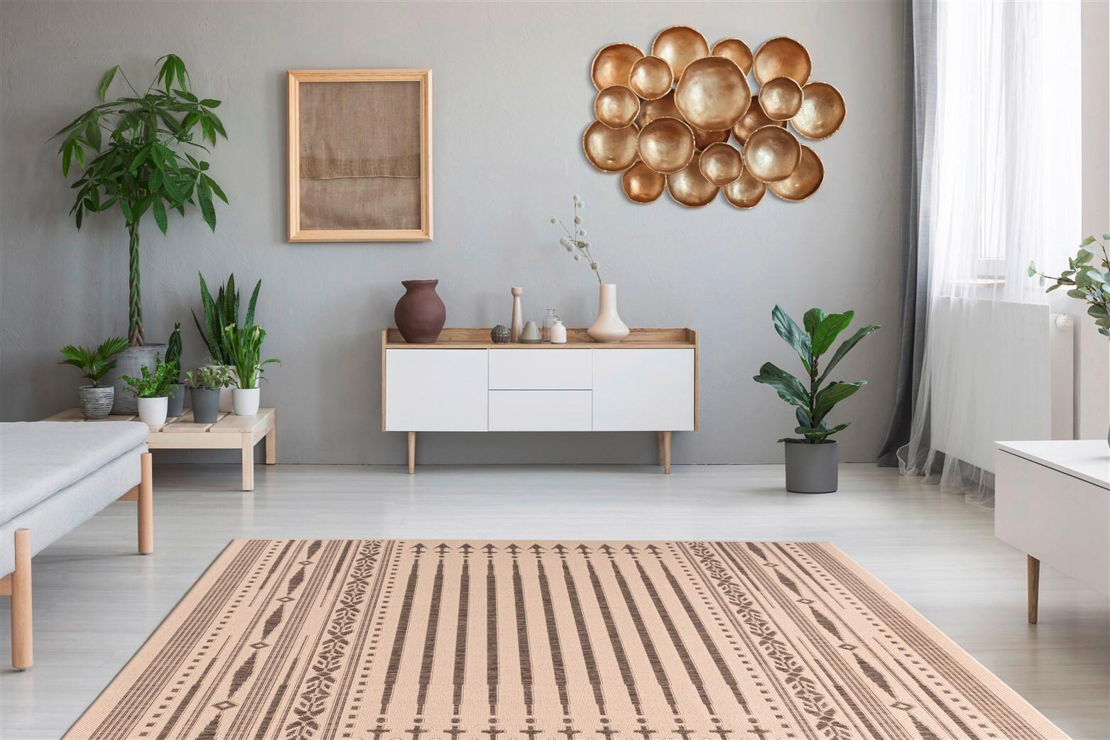 Flachwebteppich Splash 225 Braun/Creme, 80x150 cm - Creme/Braun, KONVENTIONELL, Textil (80/150cm)