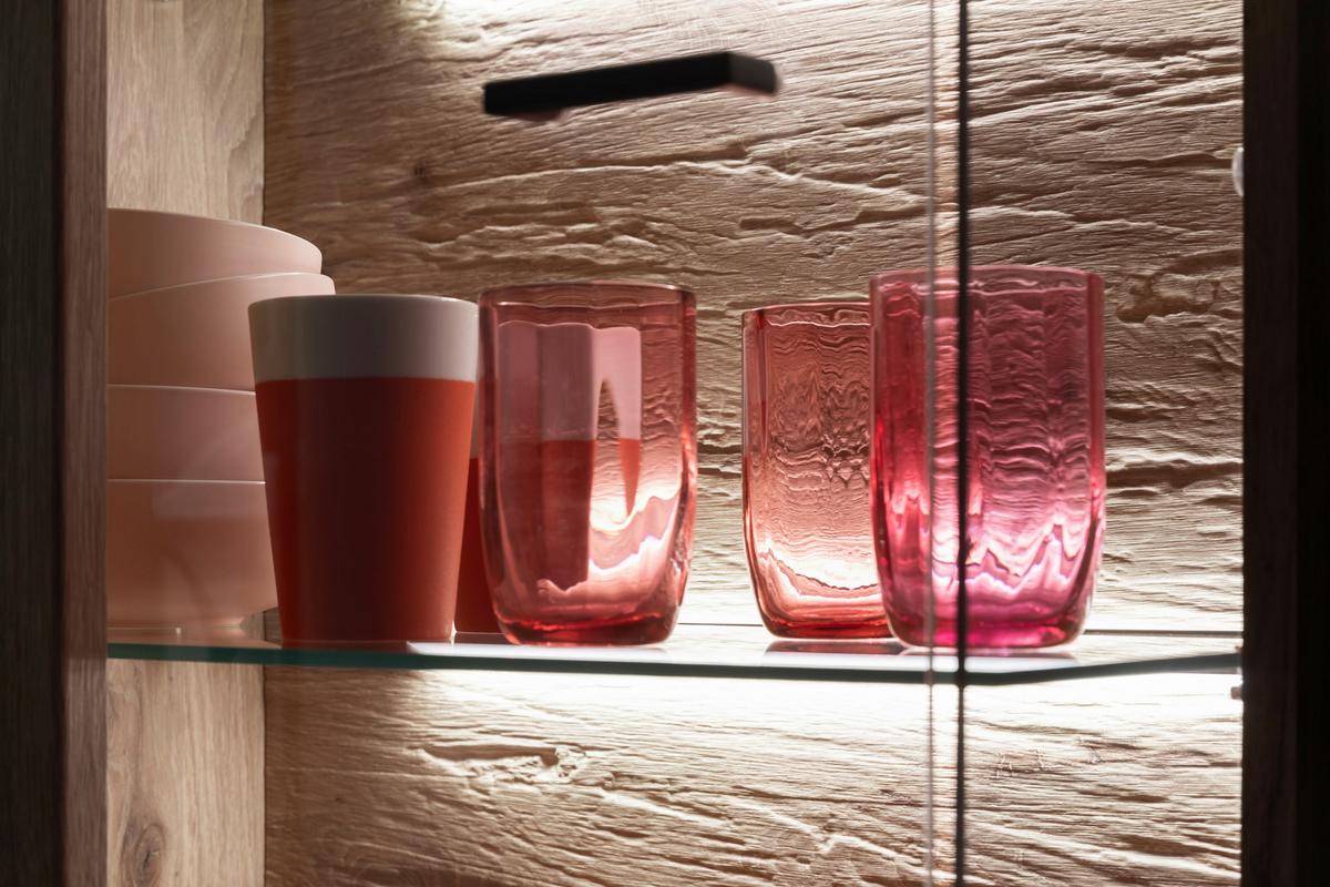 Vitrine Prato Eichefarben B 60 cm - Eichefarben, Design, Glas/Holzwerkstoff (60/199/37cm) - MID.YOU