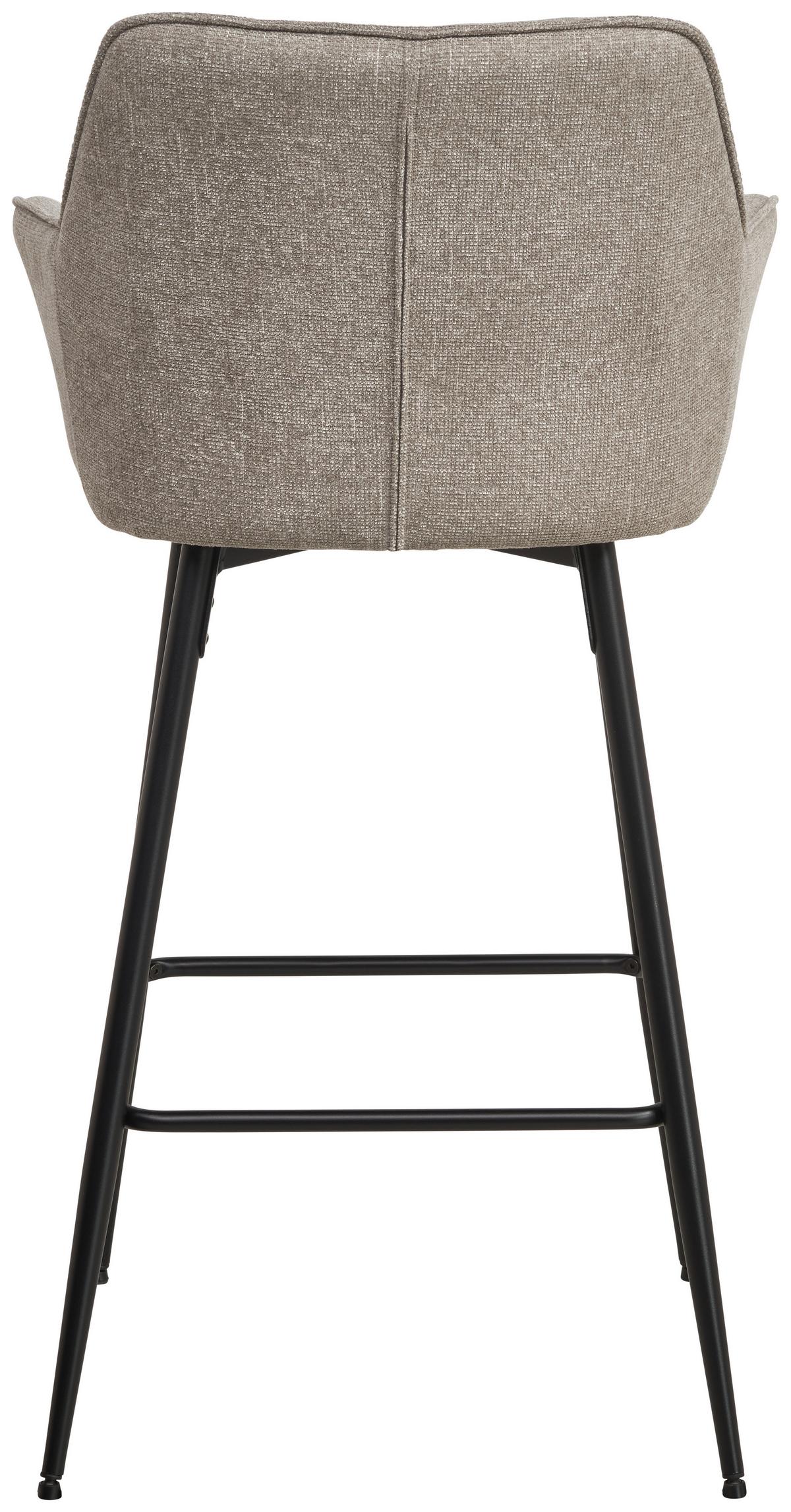 Barhocker Pim mit Armlehne Leinenoptik Taupe, B: 57 cm - Taupe/Schwarz, KONVENTIONELL, Holz/Textil (57/105/57cm) - MID.YOU