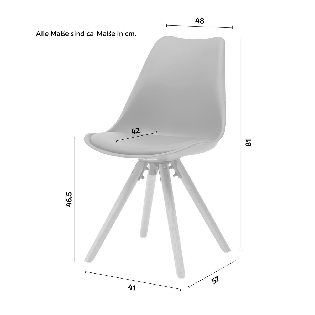 Jedálenská stoličky Lilly, s drevenými nohami, sivá - sivá/farba duba, Modern, drevo/plast (48/81/57cm) - Mömax