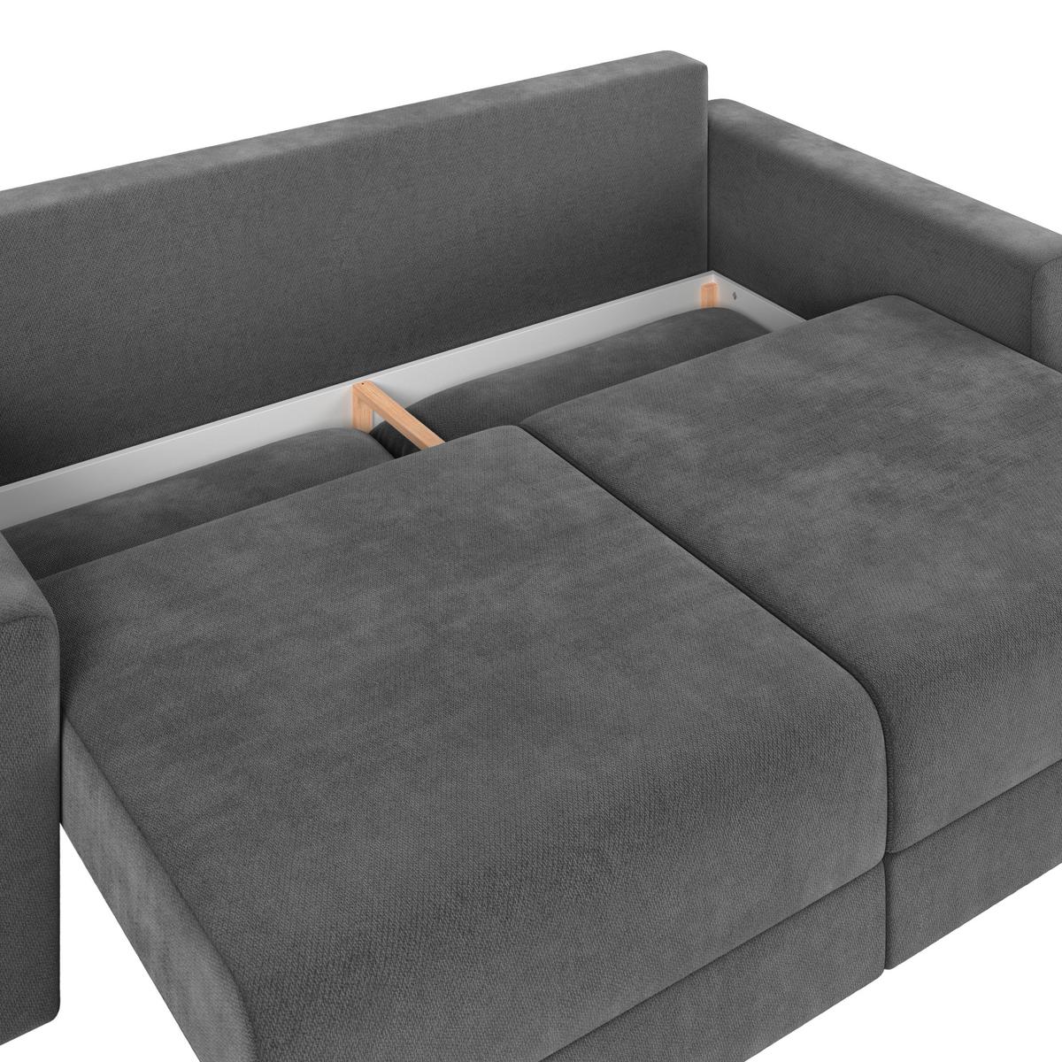 Megasofa Mega mit Bettkasten Chenille anthrazit, B: 255cm - Anthrazit/Schwarz, Trend, Textil (255/94/126cm) - Luca Bessoni
