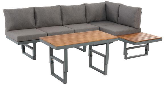 Loungegarnitur 3-Tlg Paris Aus Akazienholz/Stahl mit Kissen - Grau/Teakfarben, MODERN, Holz/Metall (240/177/42/51cm) - Beldano