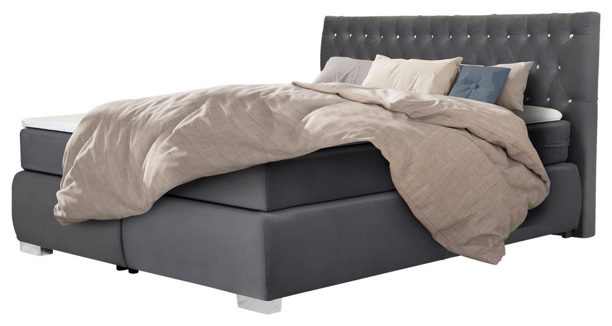 Boxspringbett Rumba Inkl. Matratze 120x200 - Platinfarben/Grau, Basics, Textil (120/200cm) - Livetastic