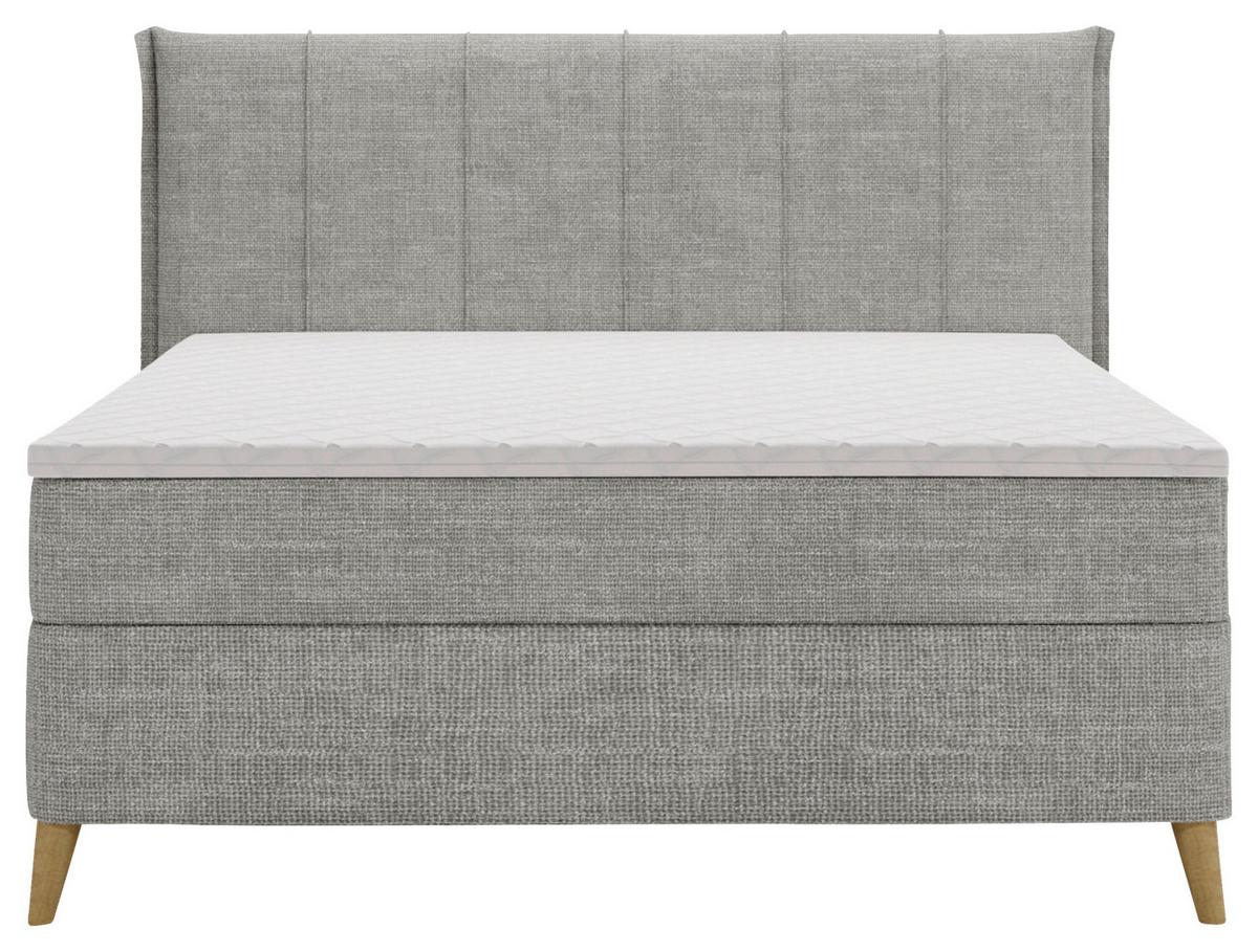 Americká posteľ VELORIA 140x200, sivá - sivá/prírodná farba, Konventionell, drevo/textil (140/200cm) - Mömax