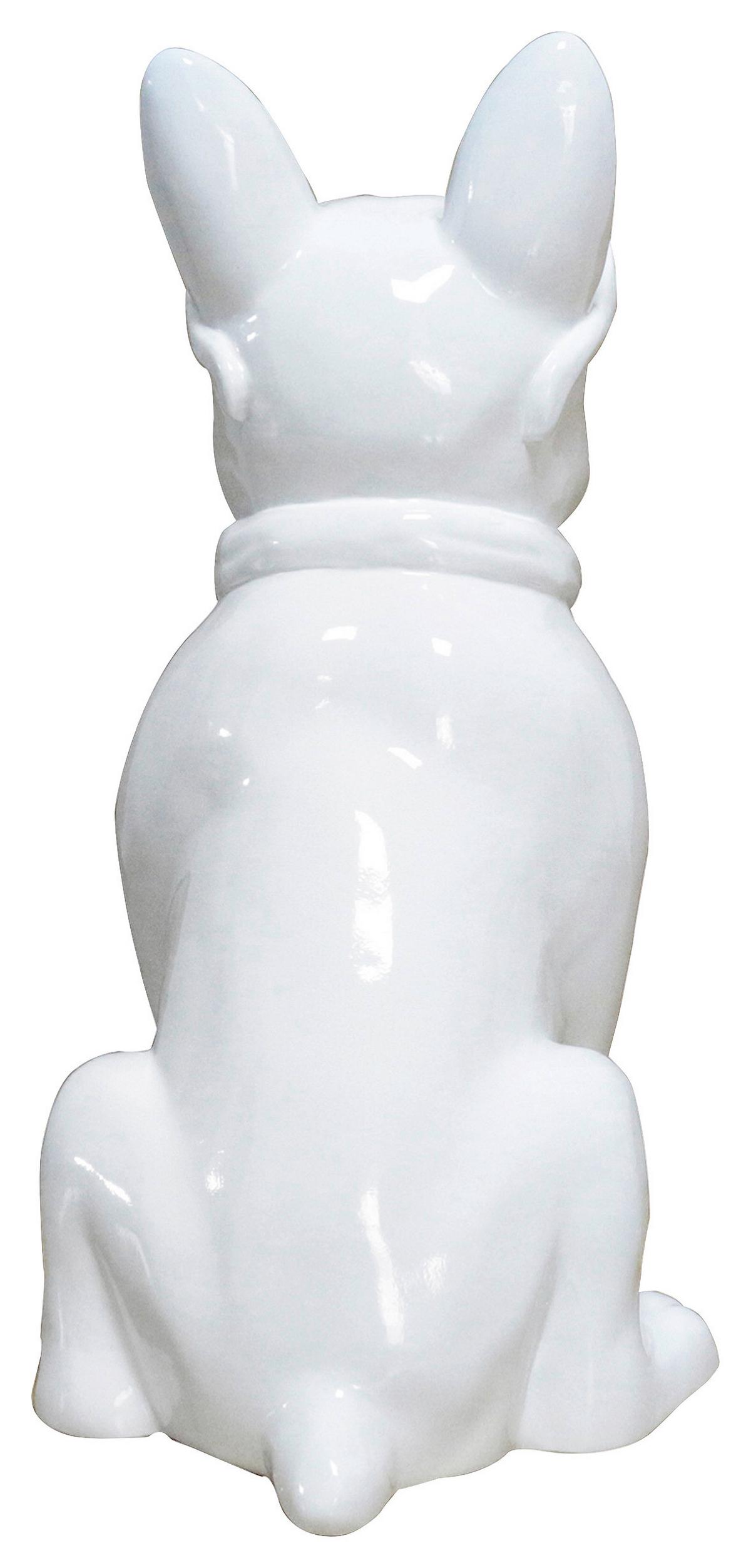 Skulptur Bulldog Weiß, 27x37 Cm - Weiß, Trend, Naturmaterialien/Stein (27/37/19cm) - Kayoom
