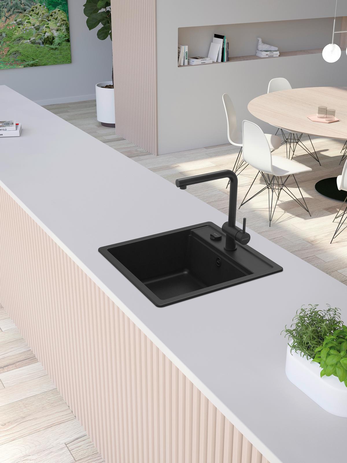 Granitový drez SISTANT LAGOS N-100S - čierna, Modern, kameň (49/51cm) - Sistant