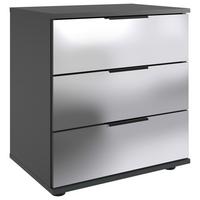 Nachtkästchen Saigon - Klar/Schwarz, MODERN, Glas/Holzwerkstoff (52/58/38cm) - MID.YOU