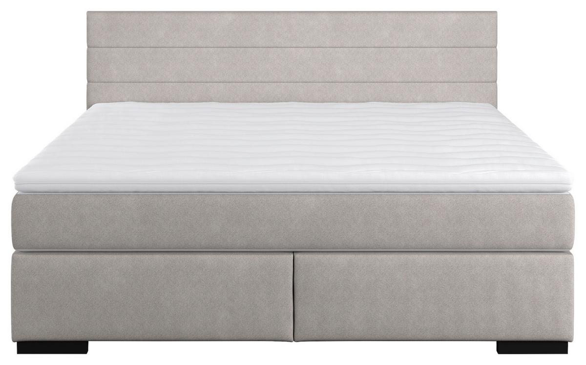 Boxspringbett Mit Topper 140x200 Mammut - Silberfarben/Schwarz, KONVENTIONELL, Holz/Holzwerkstoff (140/200cm) - MID.YOU