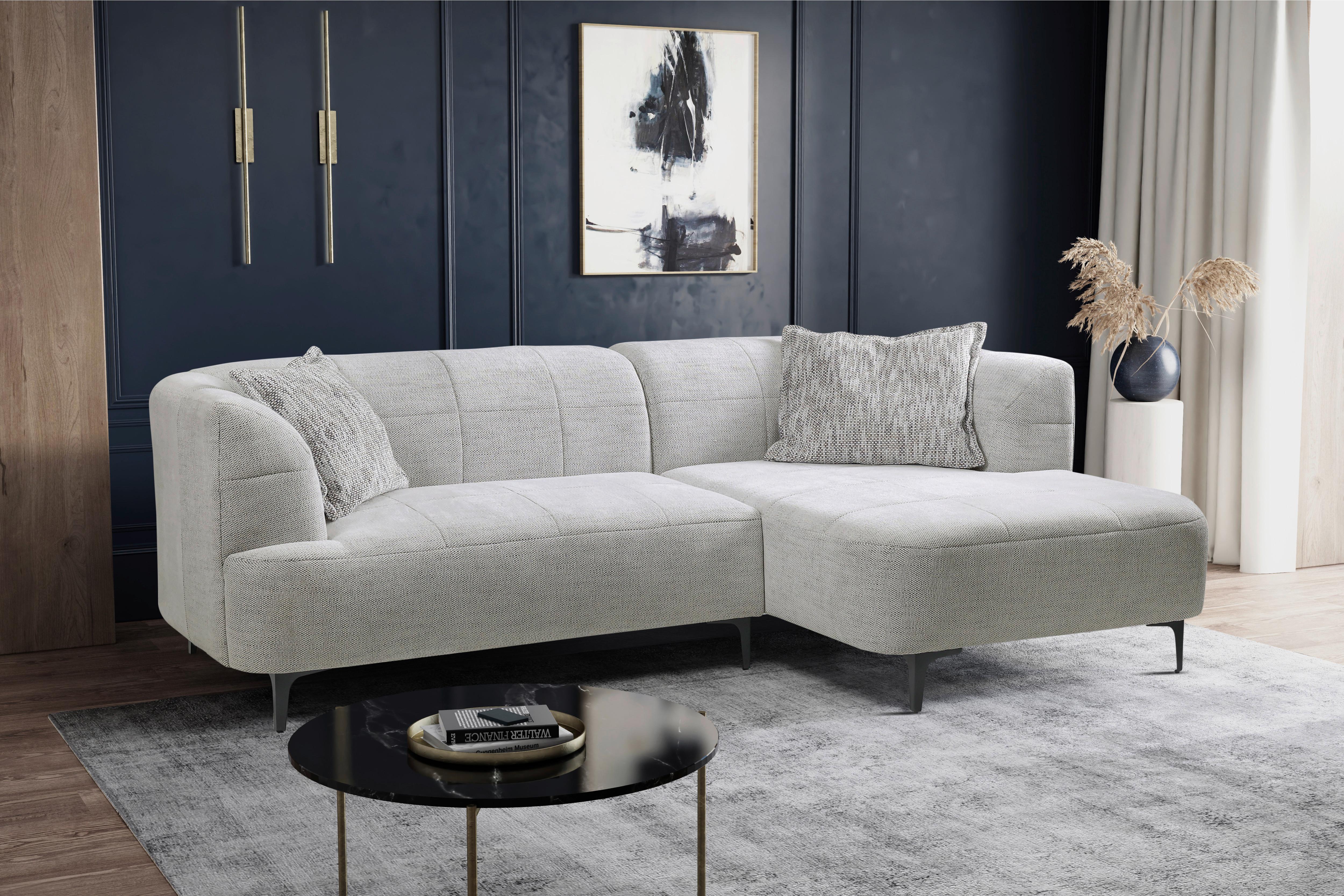 Ecksofa Lou Hellgrau/Schwarz, 247 cm - Hellgrau/Schwarz, Design, Textil (247/158cm) - MID.YOU