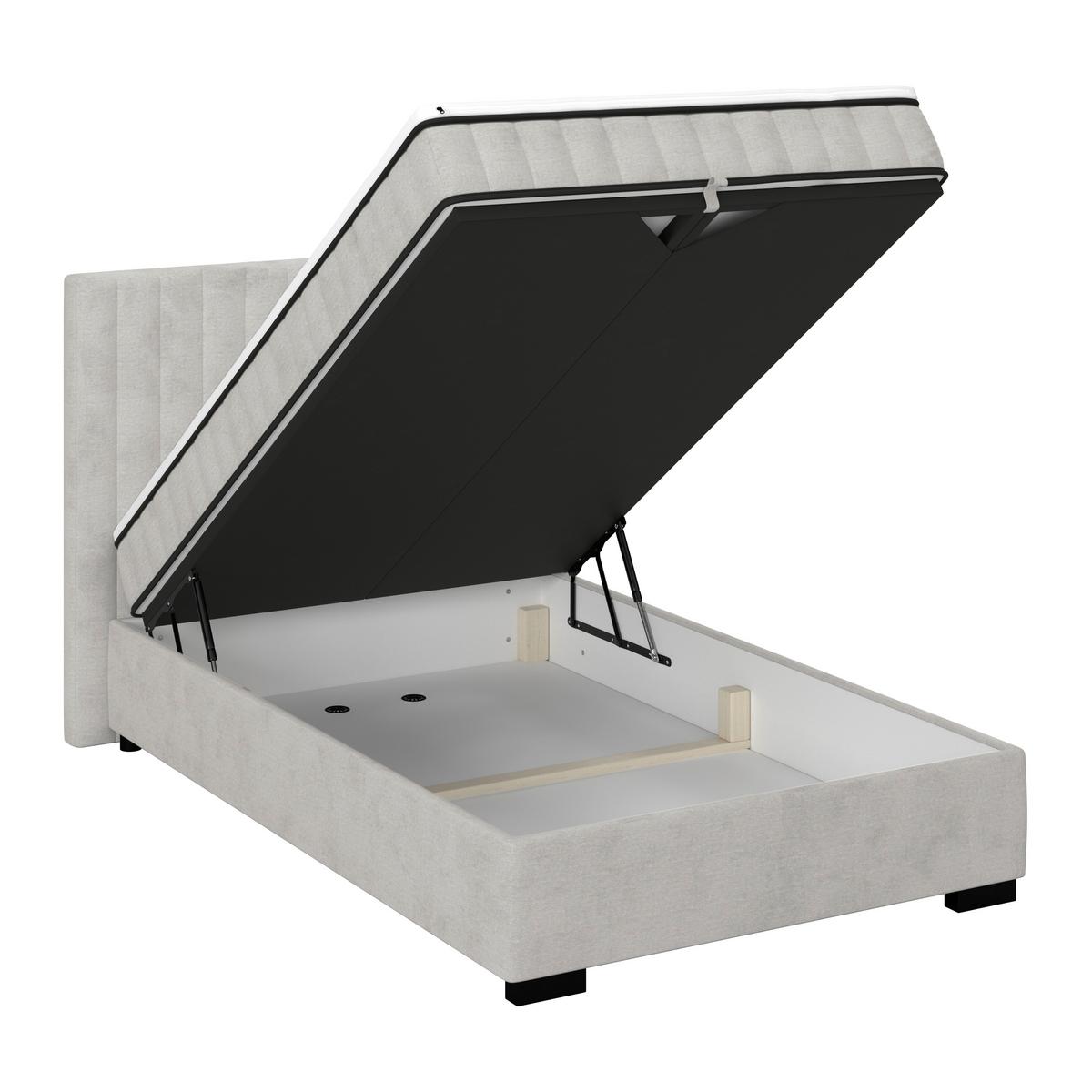 Boxbett Maya inkl. Bettkasten Hellgrau 100x220 cm - Hellgrau/Schwarz, MODERN, Holz/Holzwerkstoff (100/220cm)