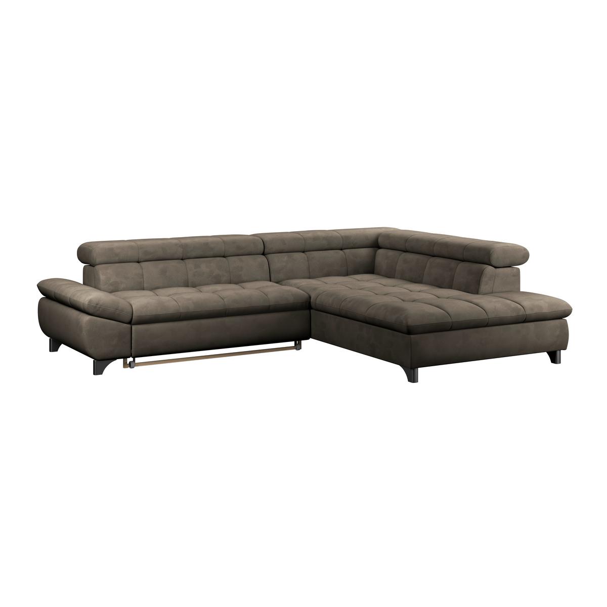 Ecksofa Gemini Taupe, B: 312cm - Taupe/Chromfarben, KONVENTIONELL, Textil (312/234cm)