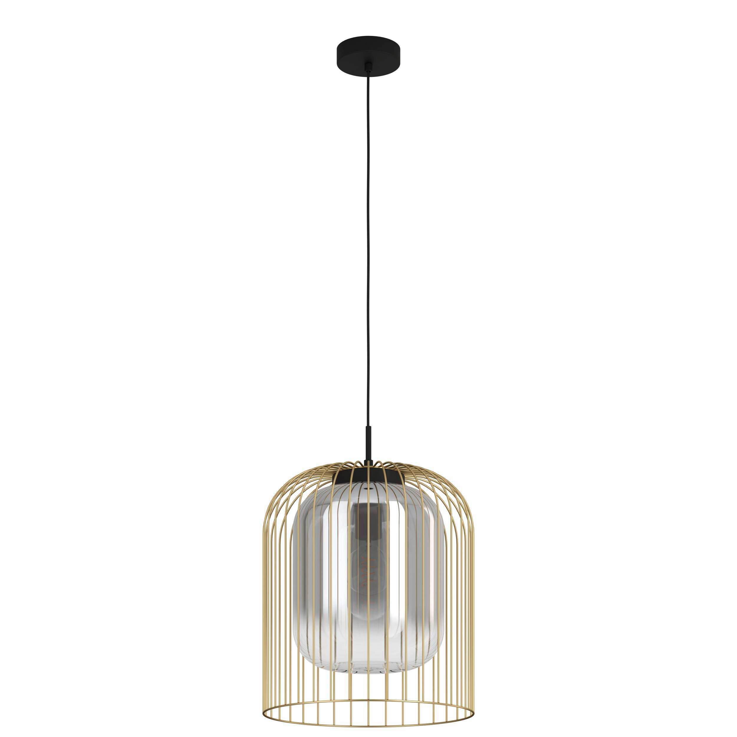 Hängeleuchte 39695 Caminata - Goldfarben/Schwarz, Design, Glas/Metall (35/150cm) - Eglo