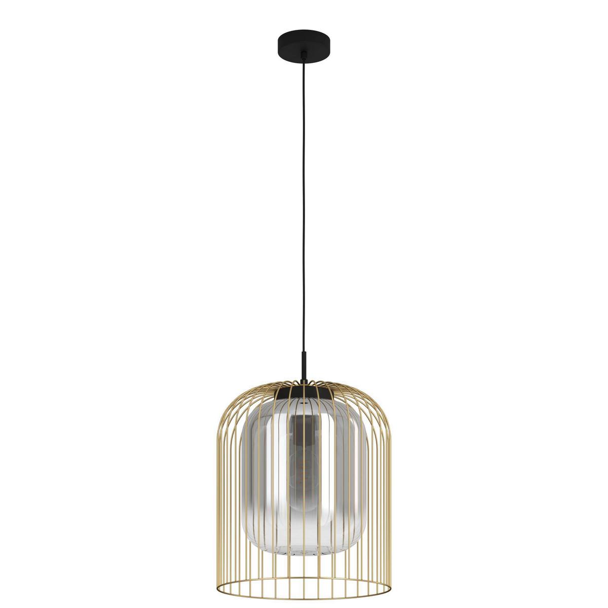 Hängeleuchte 39695 Caminata - Goldfarben/Schwarz, Design, Glas/Metall (35/150cm) - Eglo