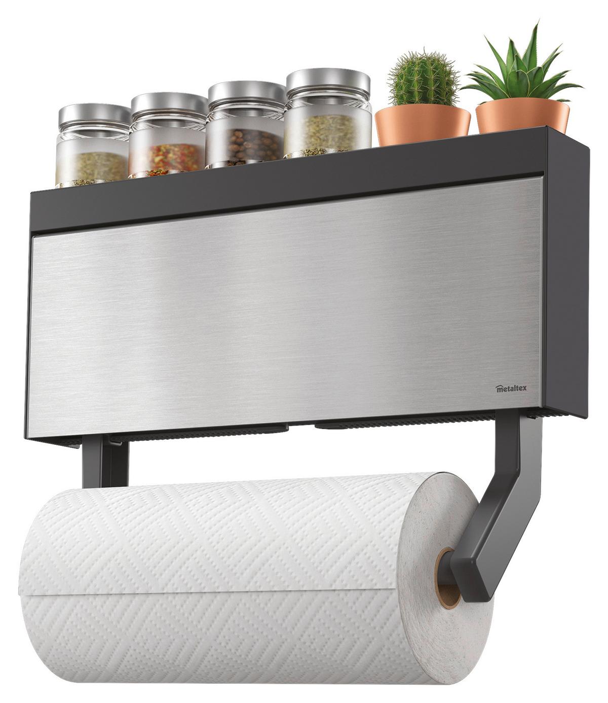 Küchenrollenhalter Mona - Schwarz, Basics, Kunststoff/Metall (38/6/17cm) - Metaltex