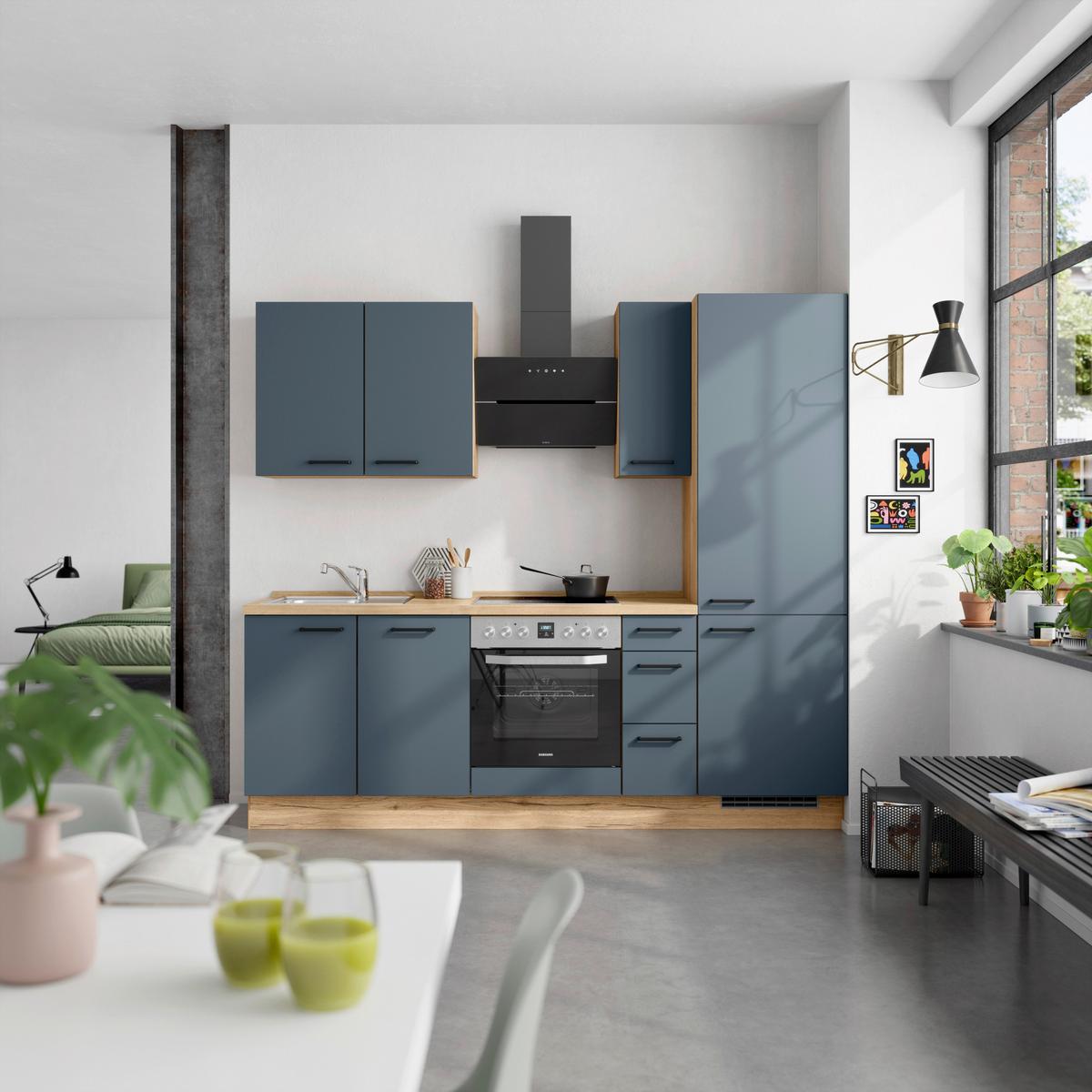 Küchenleerblock Easytouch High-Line, H2 Rechts - Blau/Eichefarben, MODERN, Holzwerkstoff (240cm) - Nobilia