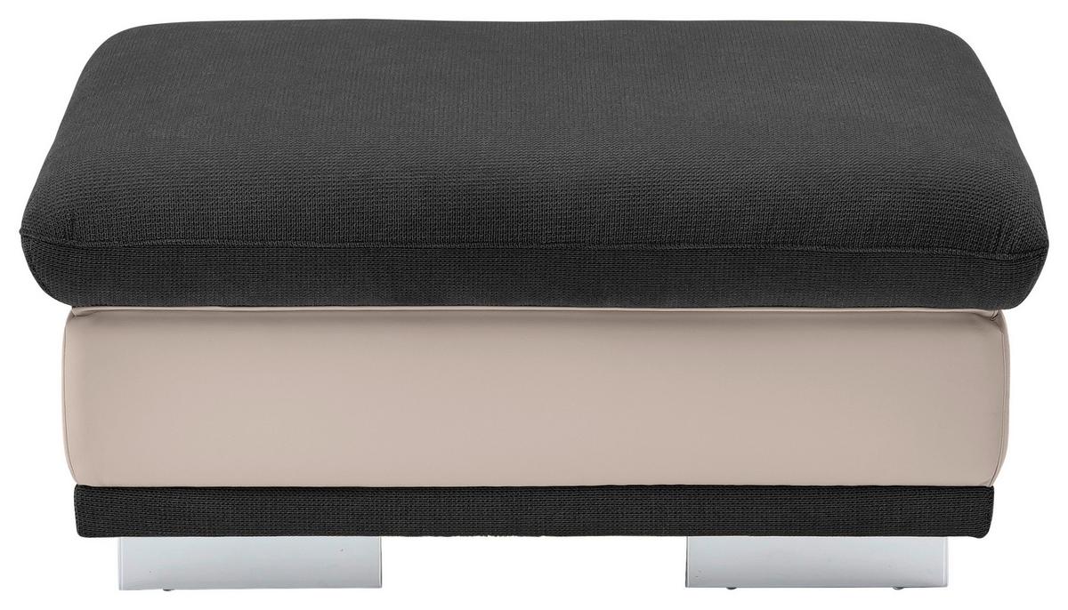 Hocker Seaside Schwarz/Sandfarben H: 47 cm - Sandfarben/Chromfarben, KONVENTIONELL, Textil (97/47/67cm) - MID.YOU