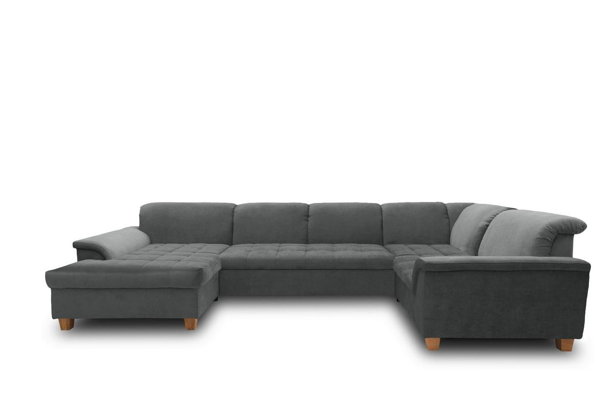 Wohnlandschaft Franzi Mit Schlaffunktion Dunkelgrau - Eichefarben/Dunkelgrau, KONVENTIONELL, Textil (170/352/214cm) - MID.YOU