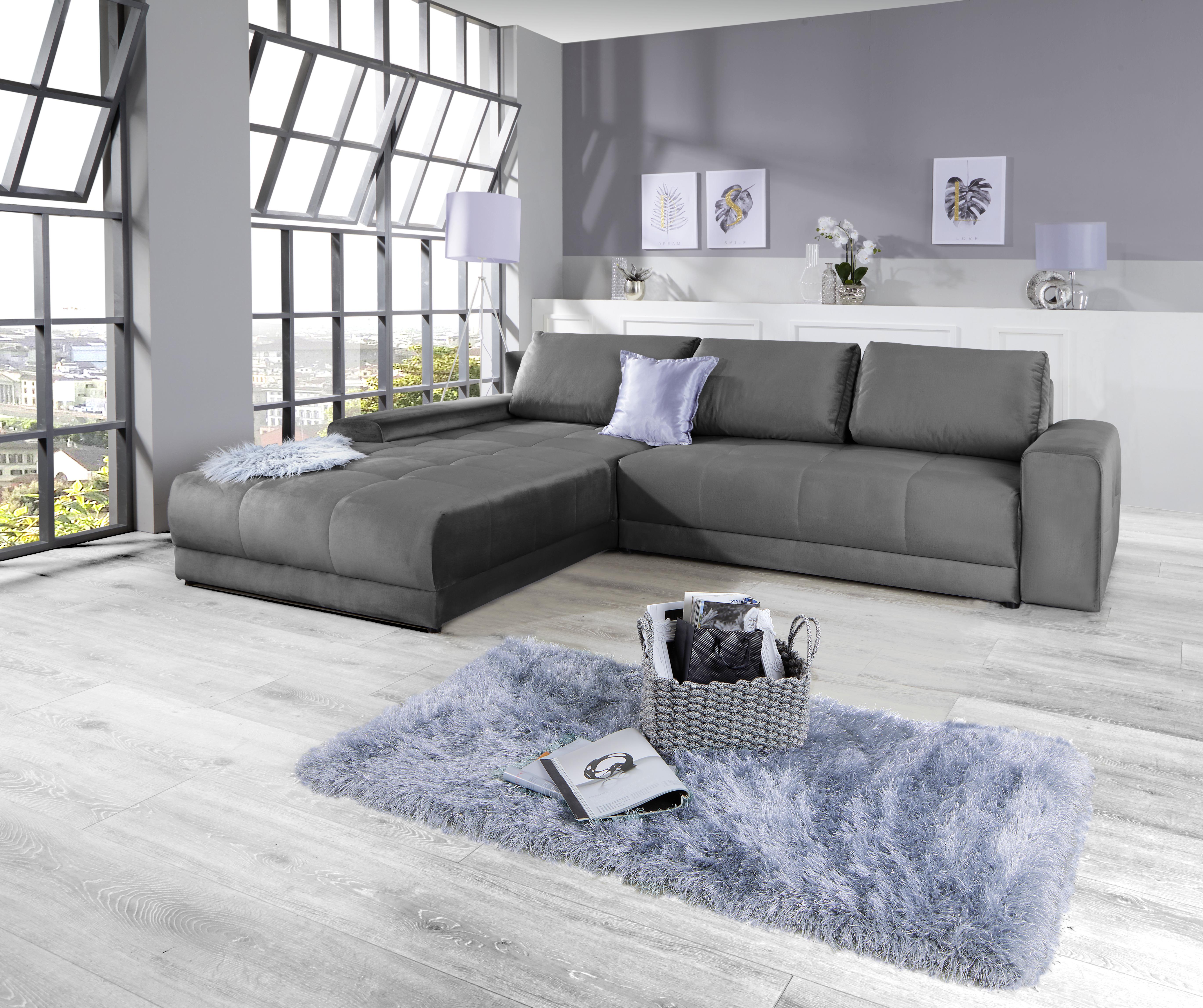 Ecksofa Mit Schlaffunktion + Bettkasten Adria Dunkelgrau - Dunkelgrau, MODERN, Textil (213/308cm) - Luca Bessoni