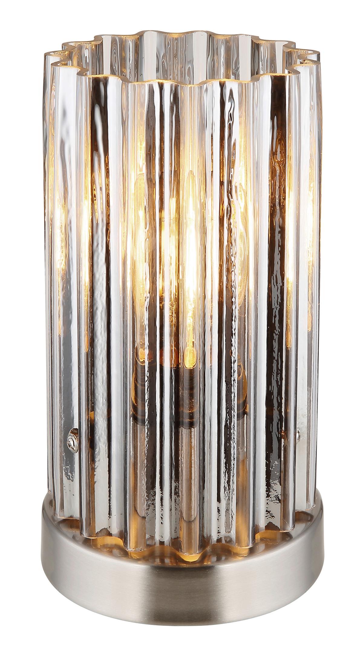 Tischleuchte Cayden Schwarz Nickelfarben D: 12 cm - Klar/Schwarz, KONVENTIONELL, Glas/Kunststoff (12/21,5cm) - Globo