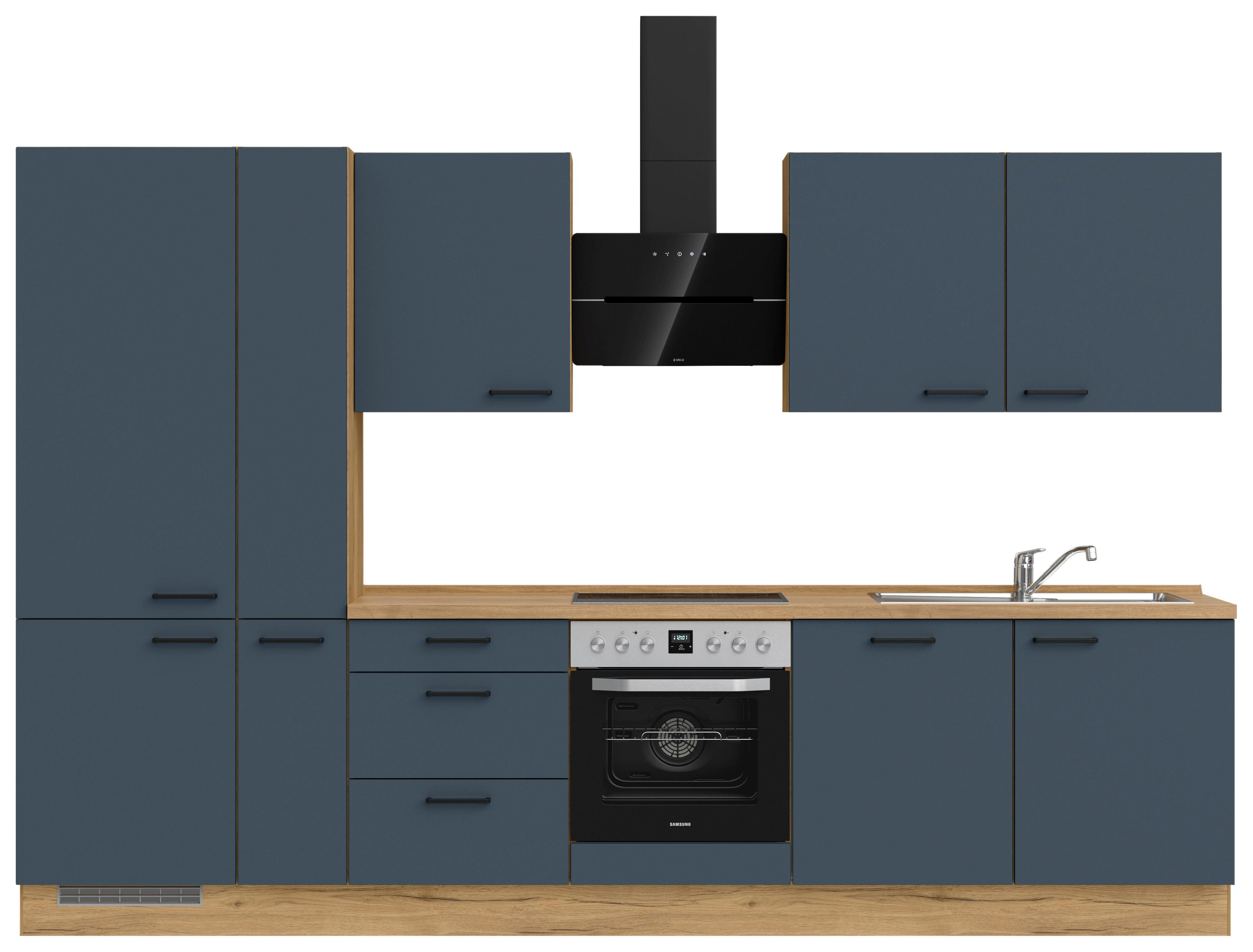 Küchenleerblock Easytouch High-Line, H11 Links - Blau/Eichefarben, MODERN, Holzwerkstoff (330cm) - Nobilia