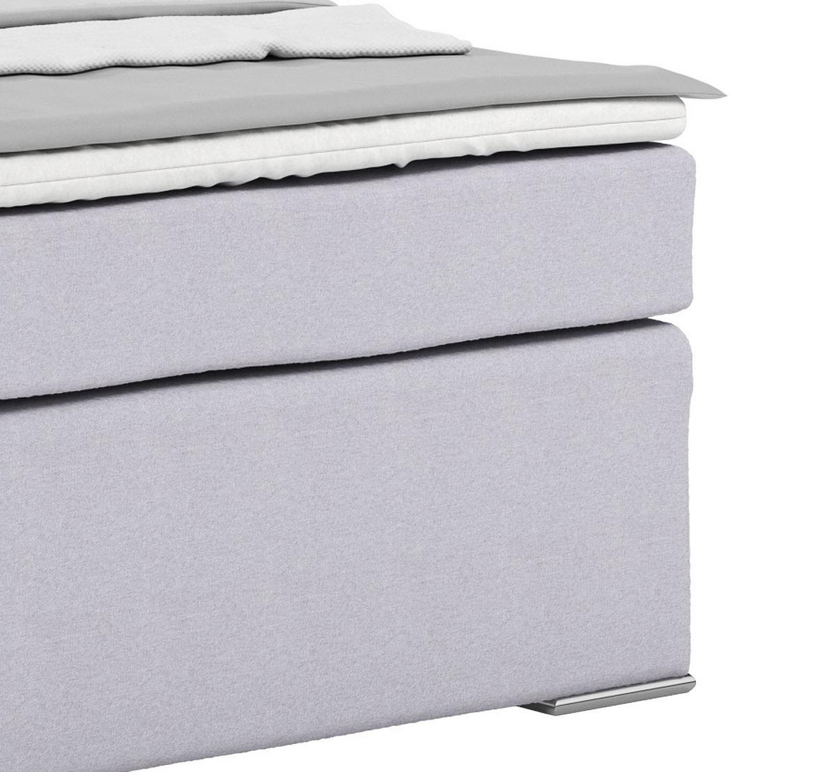 Postel Boxspring Nero, 140x200 cm, světle šedá - světle šedá/barvy chromu, Konvenční, kov/textil (140/200cm)