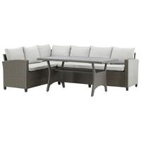 Loungegarnitur 3-Tlg Brentwood aus Kunststoff mit Kissen - Grau, KONVENTIONELL, Kunststoff - Gardenson