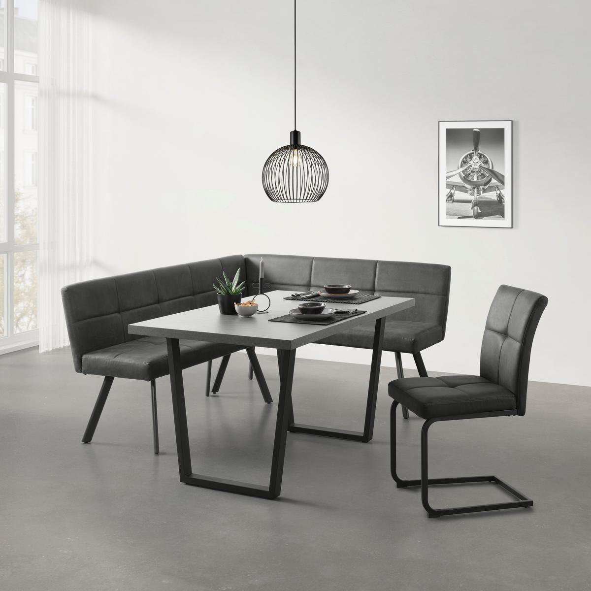 Rohová lavice COOPER - šedá/černá, Moderní, kov/textil (150/85/190cm) - Mömax