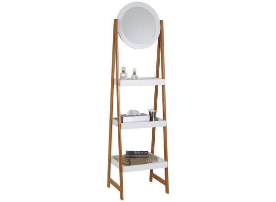 Regal mit Spiegel Scandi 43cm Weiß/bambus - Naturfarben/Weiß, MODERN, Glas/Holz (43/163/36cm) - Ombra Regal mit Spiegel Scandi 43cm Weiß/bambus - Naturfarben/Weiß, MODERN, Glas/Holz (43/163/36cm) - Ombra