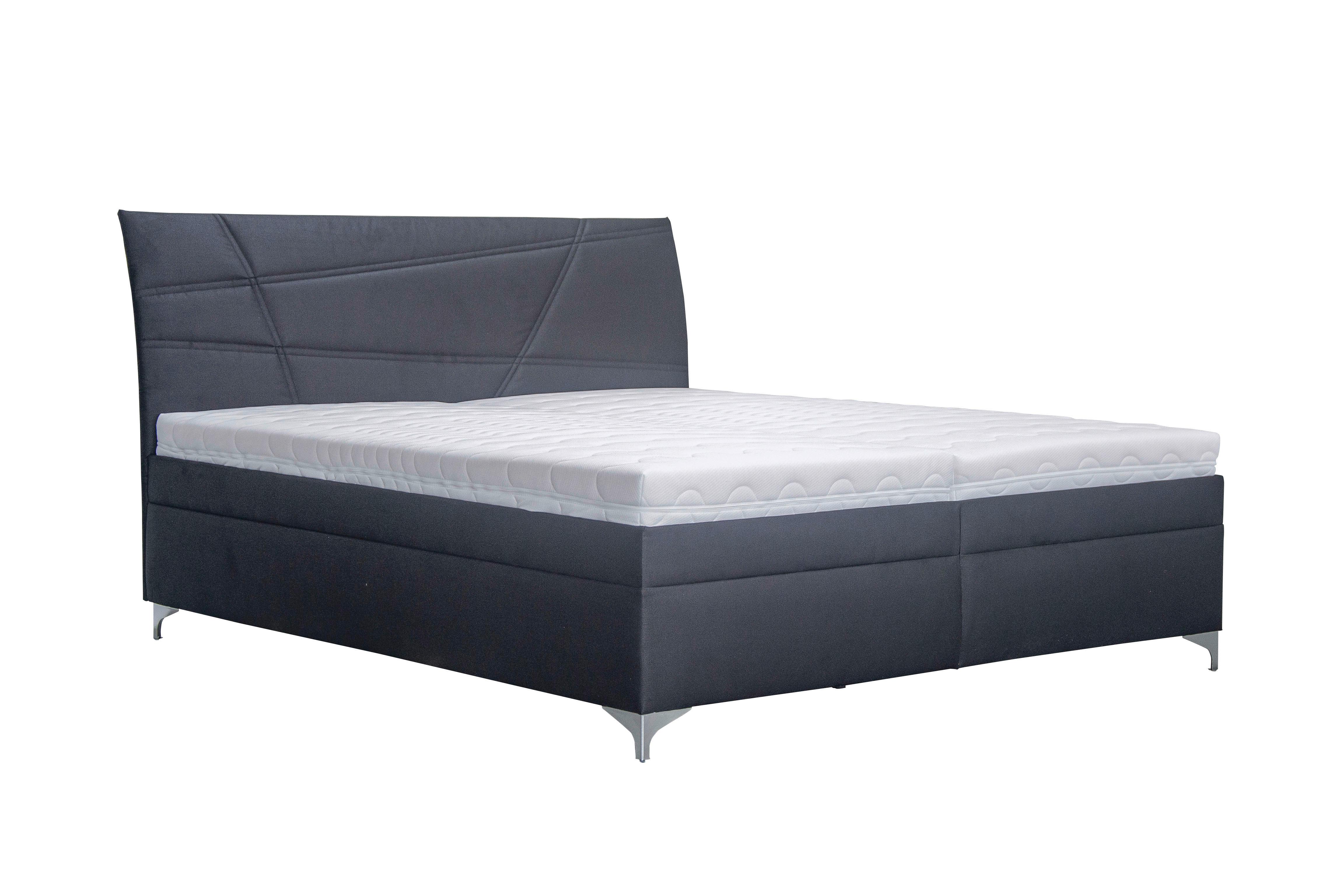 Čalouněná postel LAUREN 160x200, černá koženka - bílá/černá, Konvenční, dřevo/textil (160/200cm)