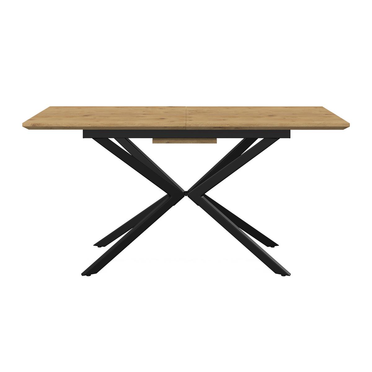 Výsuvný stůl AKI 140-180 - černá/barvy dubu, Moderní, kov/kompozitní dřevo (140-180/76/80cm) - Bessagi Home