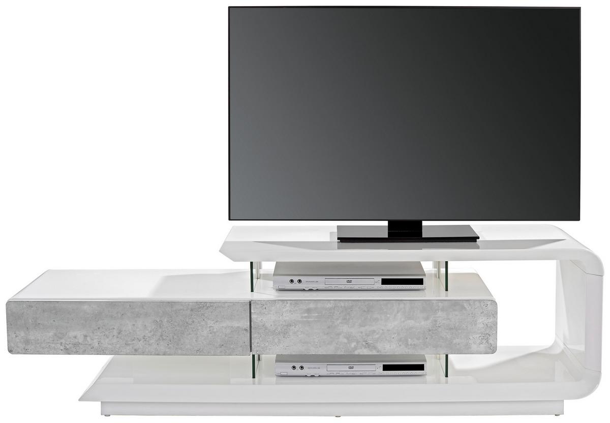 Phonotisch Carla B: 164,5 Cm Weiß/betonoptik - Weiß/Grau, MODERN, Holzwerkstoff/Kunststoff (164,5/50/40cm)