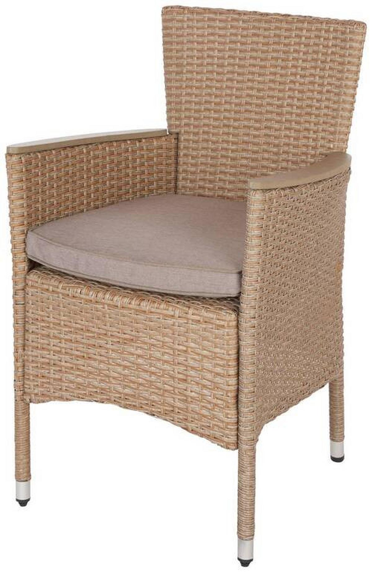 Gartengarnitur 7-tlg. Porto Rio Rattanoptik Mit Kissen - Hellbraun/Grau, MODERN, Kunststoff/Textil (60/150/88/75cm) - Luca Bessoni