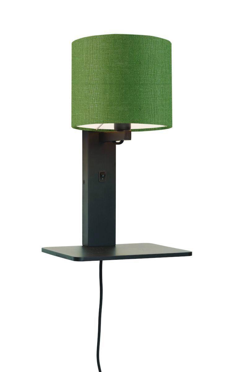 Wandleuchte Andes/w1/b/1815/gf - Schwarz/Grün, Trend, Holz/Textil (19/24/36cm) - Good & Mojo