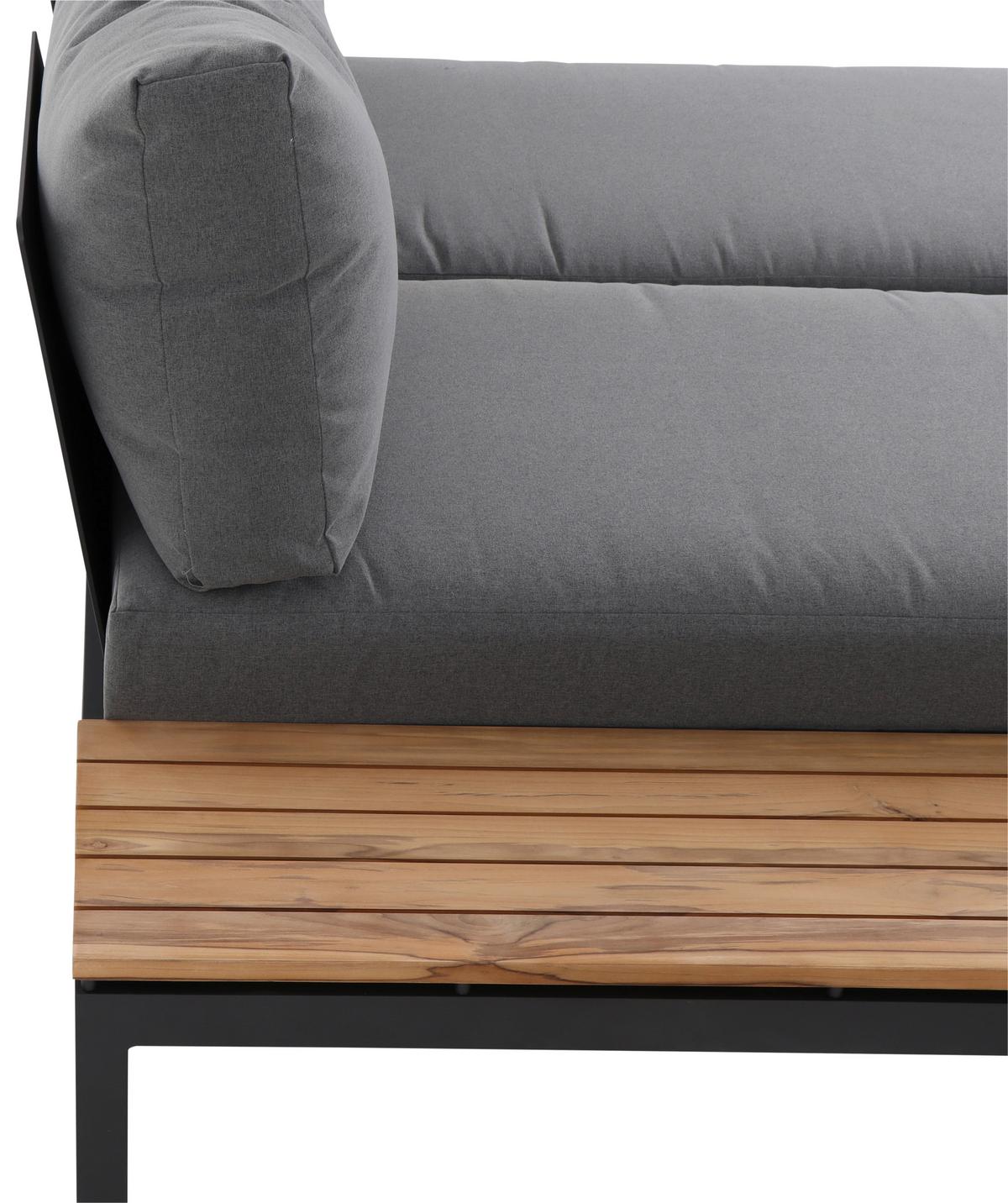 Loungegarnitur 5-Tlg Teakholz/Metall mit Kissen - Anthrazit/Grau, KONVENTIONELL, Holz/Textil (252/84/354cm) - Siena Garden