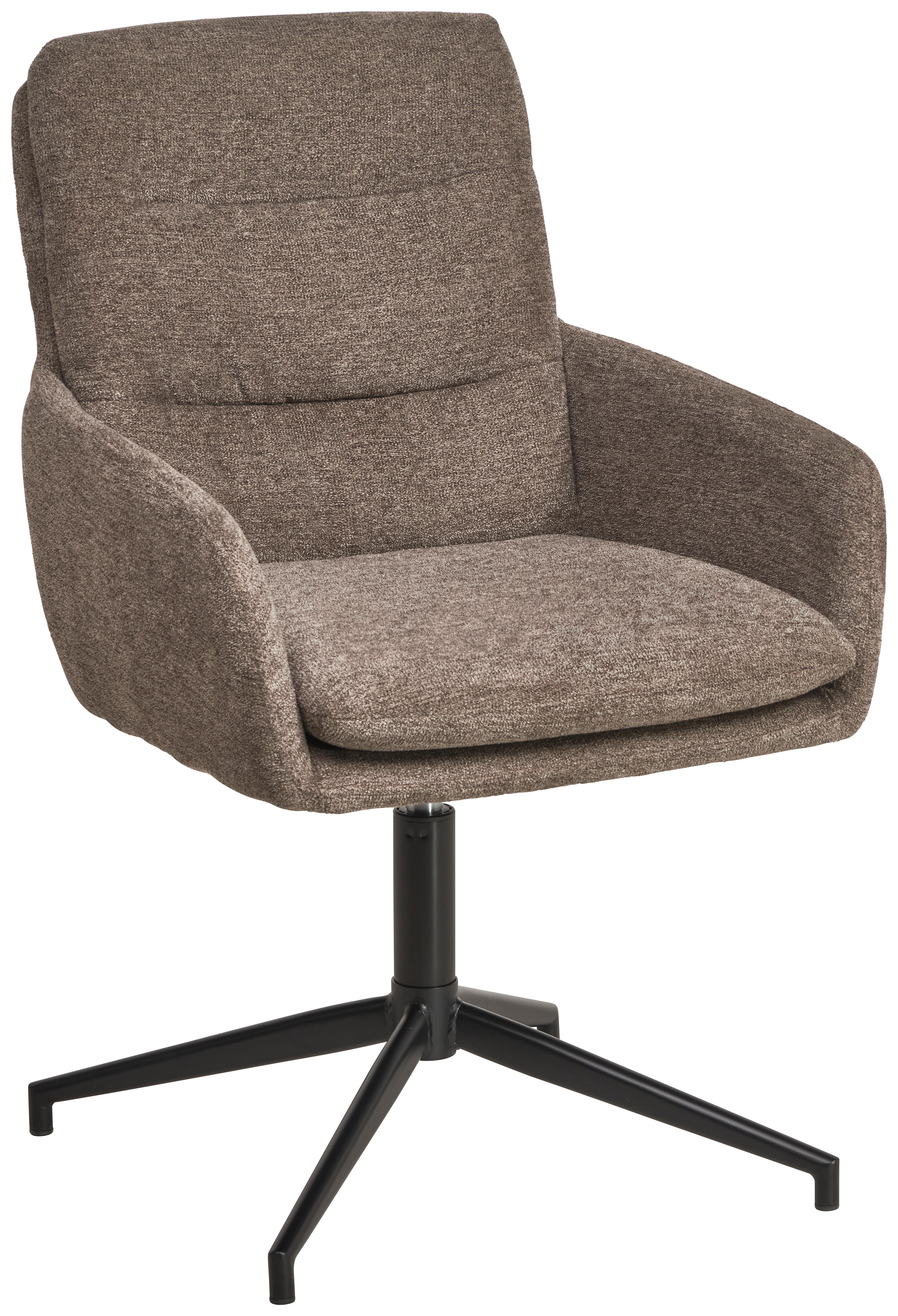 Armlehnstuhl Patrice Braun, Sitzfl. 360° drehbar - Schwarz/Braun, Design, Holz/Textil (57/88/67cm) - MID.YOU