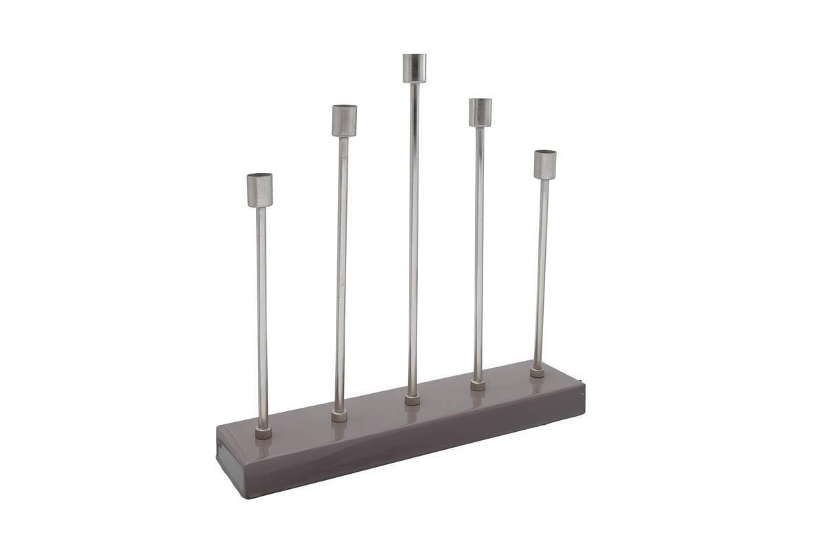 Kerzenständer Art Deco Eisen Grau/silberfarben - Silberfarben/Grau, Trend, Metall (40/9/40cm) - Kayoom