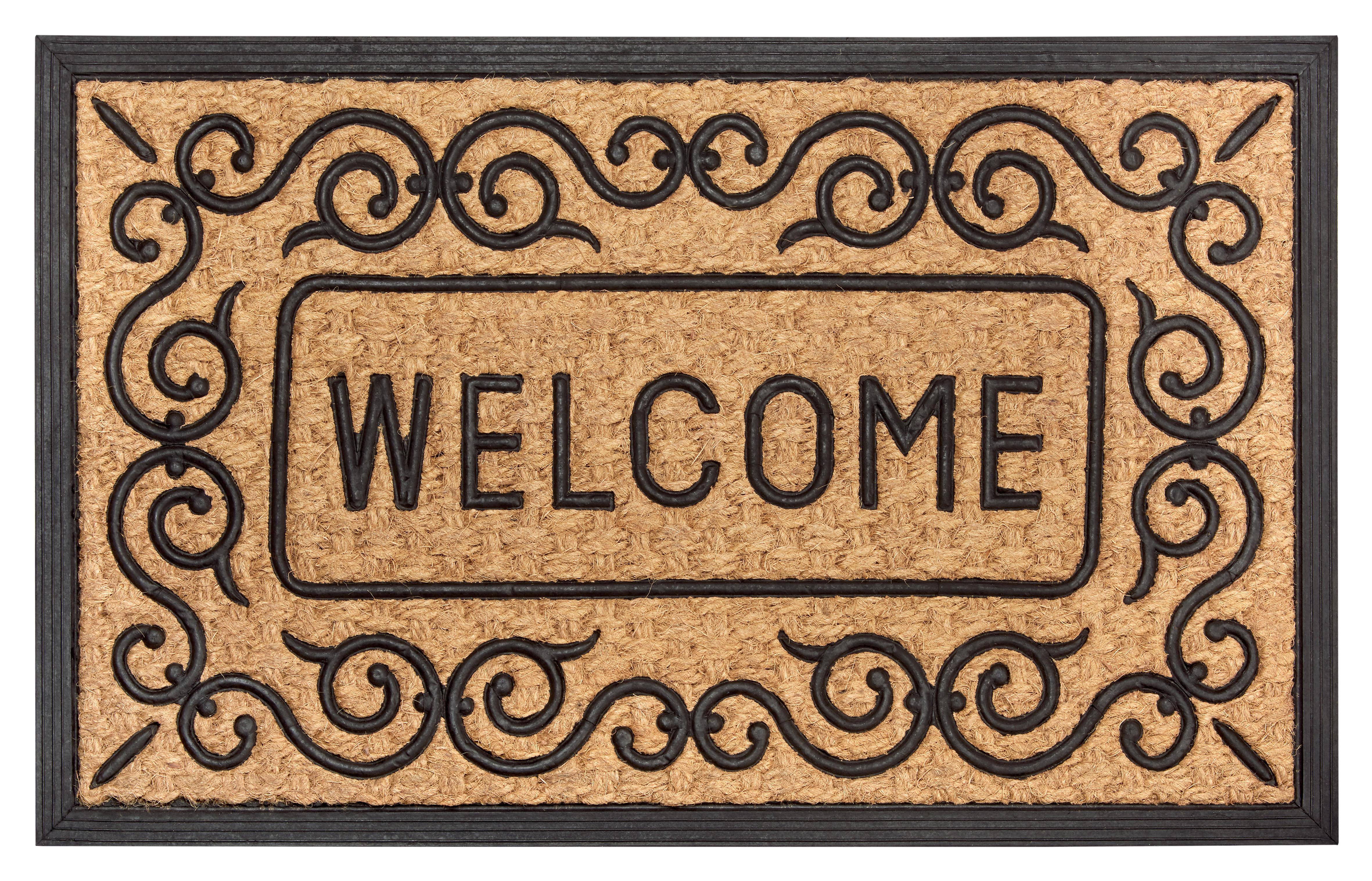 Kokosmatte Mix Mats Floral Border 45x75 - Hellbraun/Schwarz, Basics, Naturmaterialien/Kunststoff (45/75cm) - Esposa