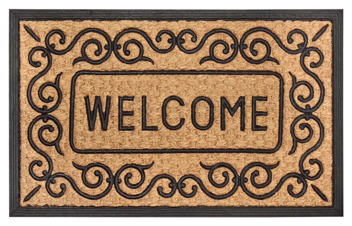Kokosmatte Mix Mats Floral Border 45x75 - Hellbraun/Schwarz, Basics, Naturmaterialien/Kunststoff (45/75cm) - Esposa