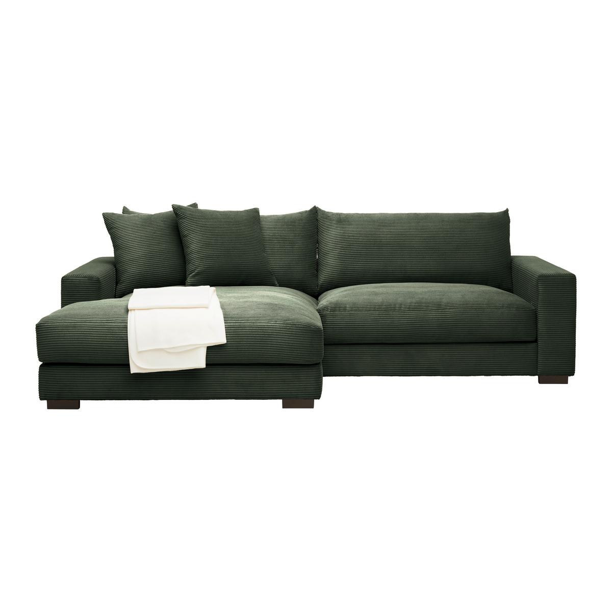 Rohová sedačka PEDRO, levá, tmavě zelený manšestr - tmavě zelená, Moderní, textil (180/265cm) - Mömax