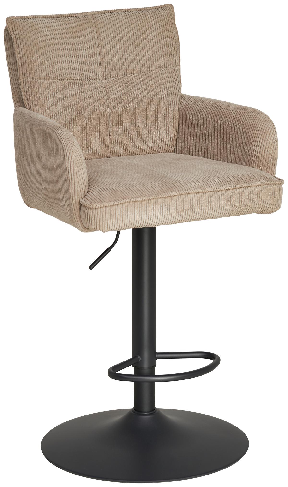 Barhocker Kai Grau Höhenverstellbar Mit Lehne - Schwarz/Grau, KONVENTIONELL, Textil/Metall (57/100-121/57cm) - MID.YOU