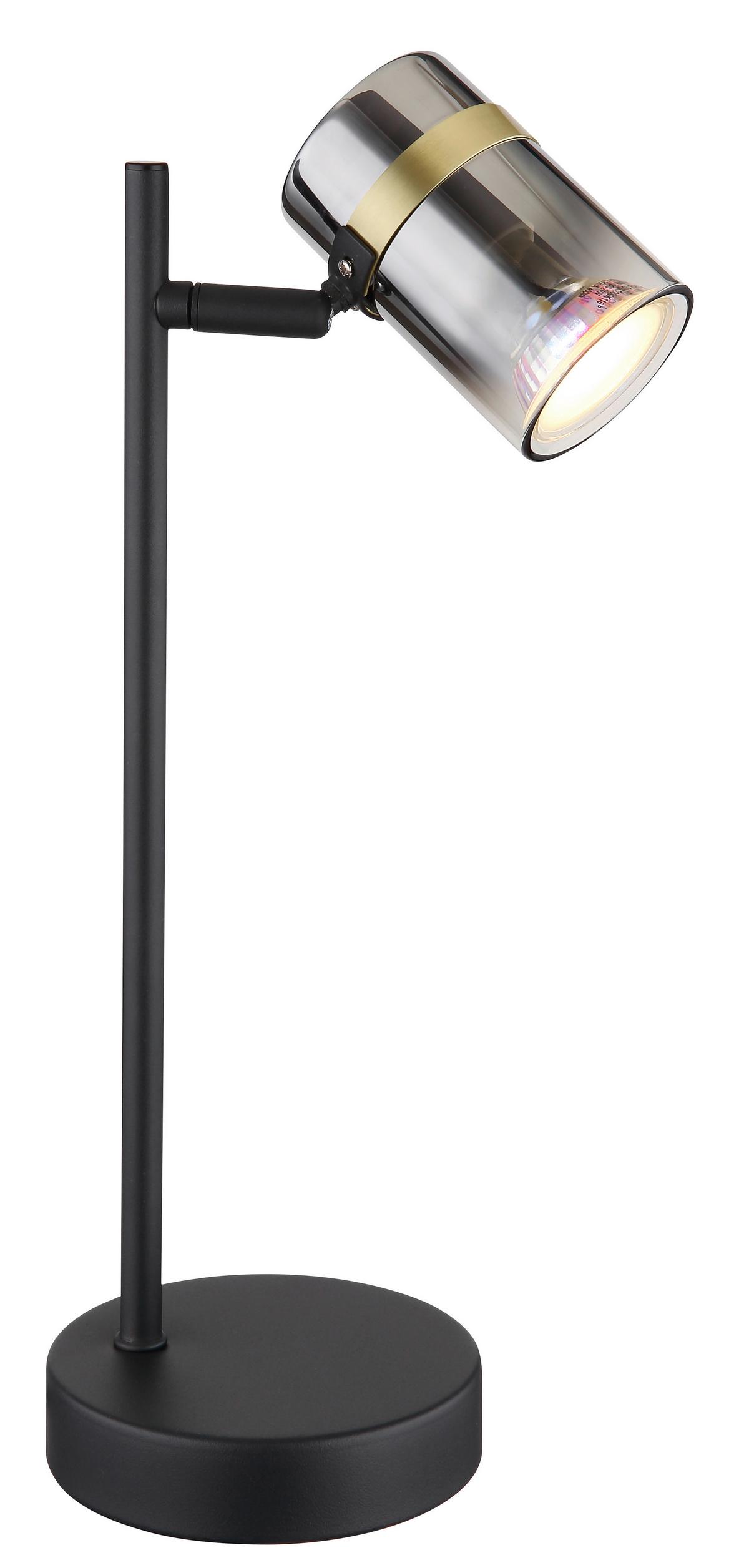 Tischleuchte 57916t - Messingfarben/Schwarz, Design, Glas/Kunststoff (13,2/12/35cm) - Globo