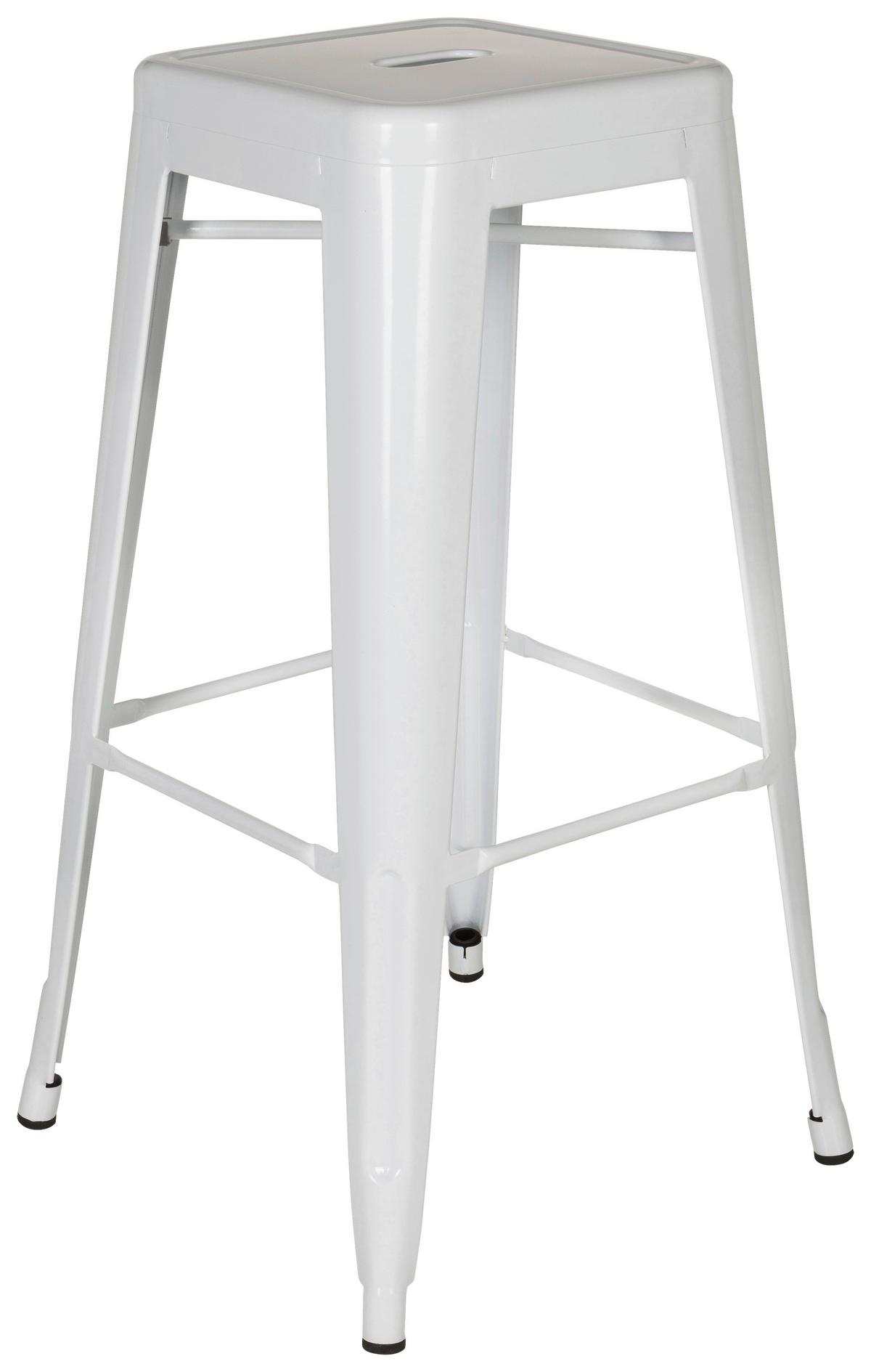 Barhocker Vantaggio High Stapelbar Weiß Bis 150 Kg - Weiß, Basics, Metall (44/77/44cm) - MID.YOU