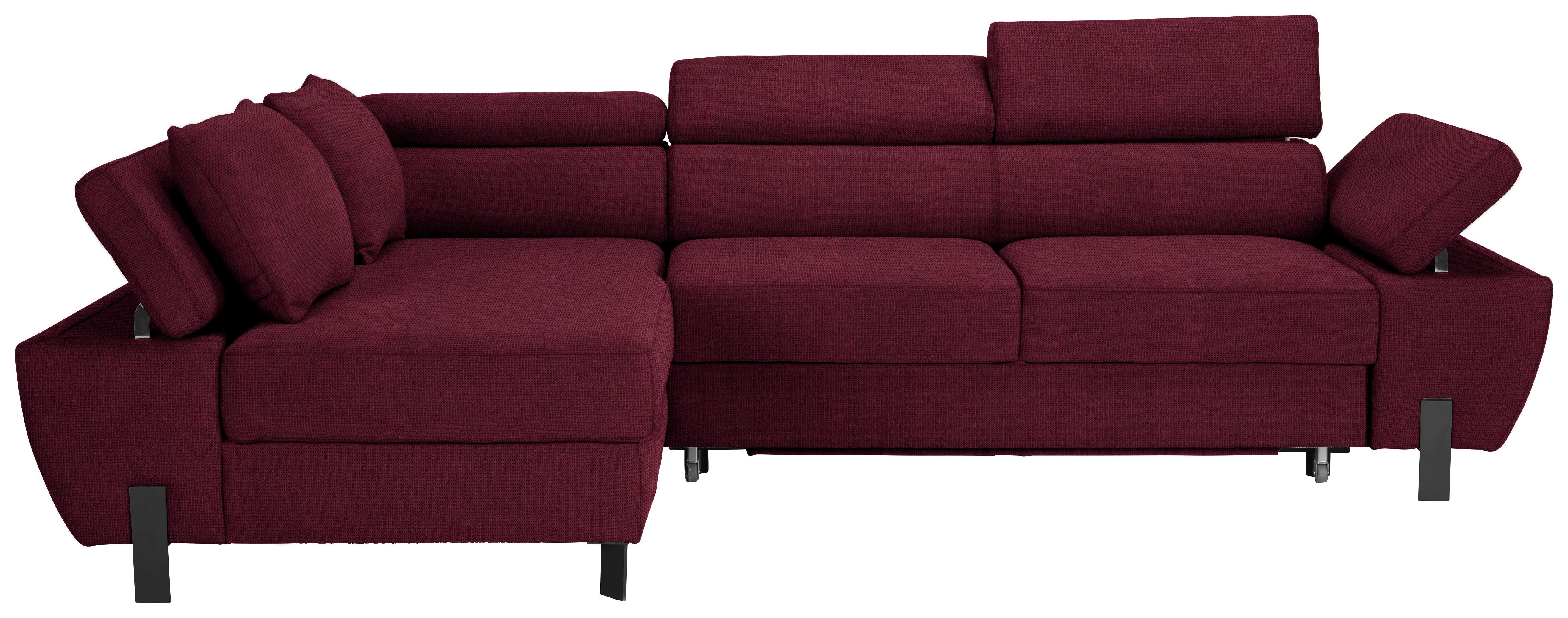 Rohová sedačka MILNA, levá, bordeaux - bordeaux/černá, Moderní, kov/textil (189/90/277cm) - Mömax