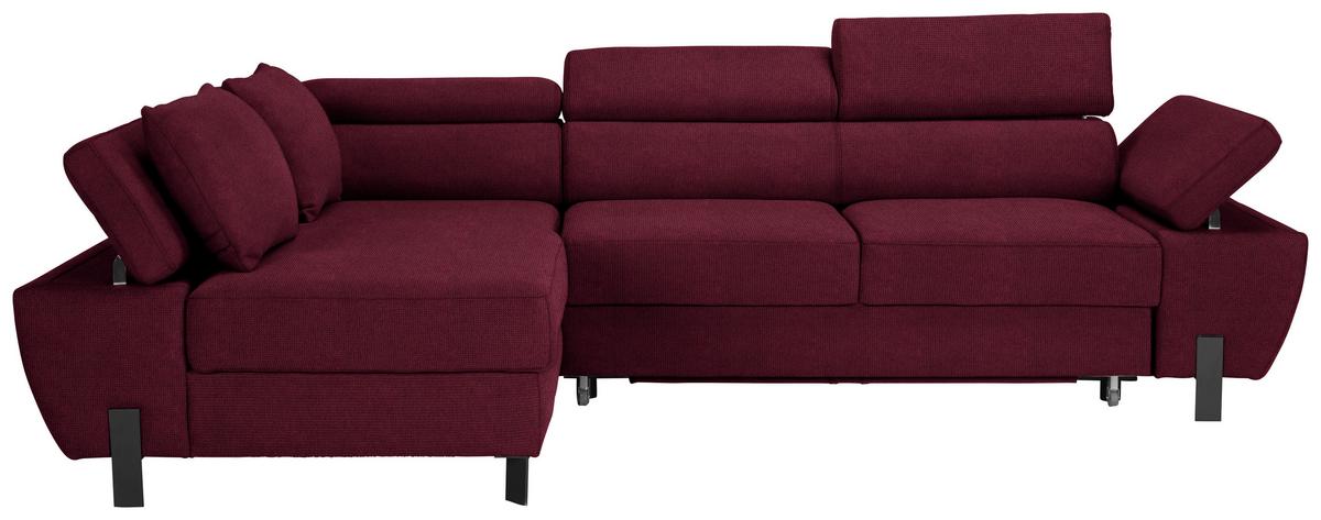 Rohová sedačka MILNA, levá, bordeaux - bordeaux/černá, Moderní, kov/textil (189/90/277cm) - Mömax
