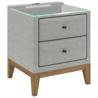 Nachtkästchen Smile Inkl. Beleuchtung, B: 49xcm - Silberfarben, KONVENTIONELL, Glas/Holz (49/58,5/46cm) - James Wood